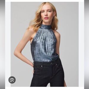 WHBM Halter Pleated Shell Top